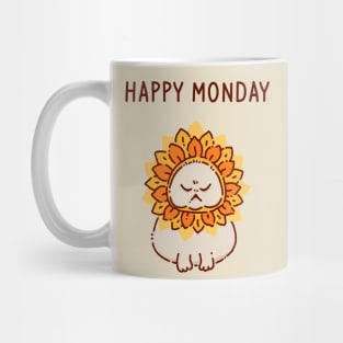 An angry cat dressed in a flower costume Mug